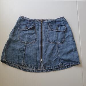 Y2K Festival Rags Jeans Denim Skirt Womens 4 Blue Zip Front Cargo Mini Buckle